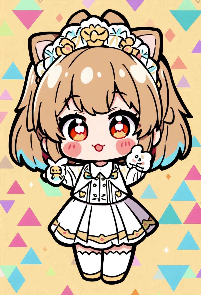 Sticker style, Anime style, tchibi, 1 yorkie, Cute yorkie avatar, Geometric pattern background