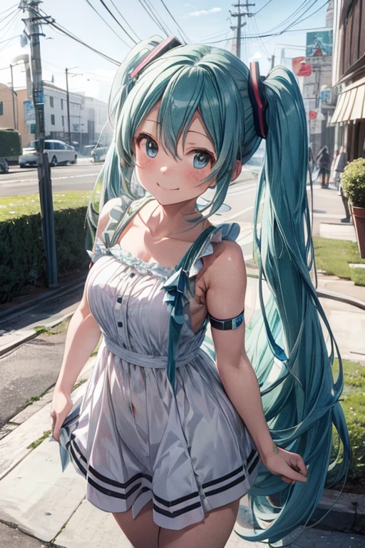 (masterpiece、Highest quality、Highest quality、Official Art、Beautiful and beautiful:1.2)、(One girl:1.3)Hatsune Miku、Twin tails,Beautiful breasts,Manhole Art、Illustration on a manhole cover、Fantasy、wonderful、Rounded edges、colorful、Attention to detail