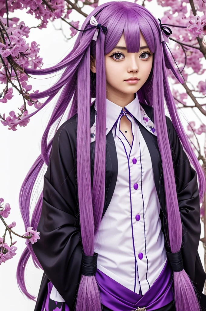 Kimetsu no yaiba character with long lilac hair