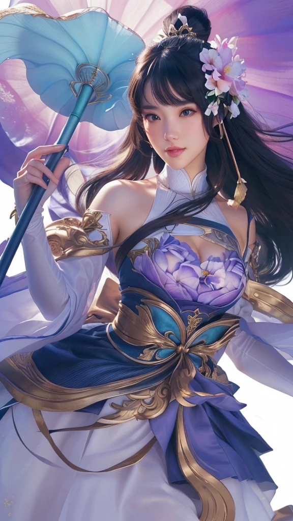 Beautiful a close up of a woman holding a flower and a staff, extremely detailed artgerm, artgerm lau, style of artgerm, artgerm detailed, ! dream artgerm, style artgerm, trending artgerm, realistic