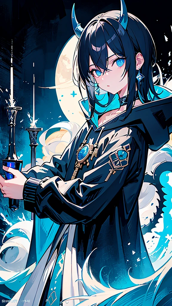 (((Tied to chains))) ((High resolution Black Hair Long Hair Dull blue eyes uniform Lonely despair)) ((necklace tears gloves)) (night Distorted Space-Time star moon ) Catch the wind Light