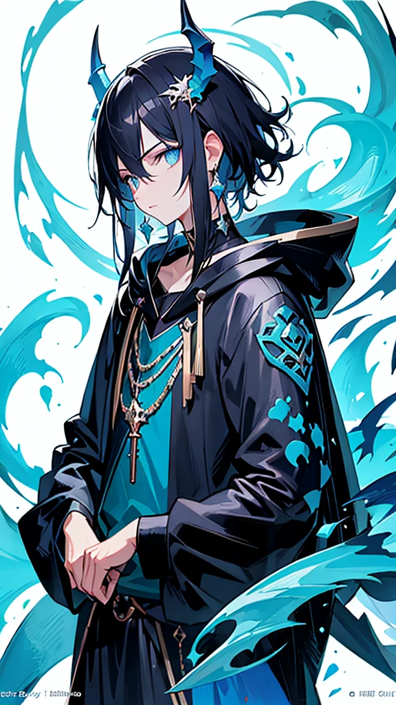 (masterpiece:1.2、highest quality), (Exquisite eyes: 1.2), (Detailed Background、Dark fantasy), (beauty detailed face), High Contrast, (Best lighting、Very delicate and beauty), ((Cinema Lighting) )), colorful, Hyper Detail, Dramatic Light, Intricate details, (1 , scruffy black hair, bangs, Blue eyes, dark castle, moon, dark night, long earrings, black hoodie, blue demon horns, blue great sword at the back, looking at viewer, upper body), Black light swirling around the character, Depth of written boundary, black light particles, Nightcore, Spectacular anime style, zerochan art, Anime Wallpaper, Burning, High quality anime art style, Key Anime Art