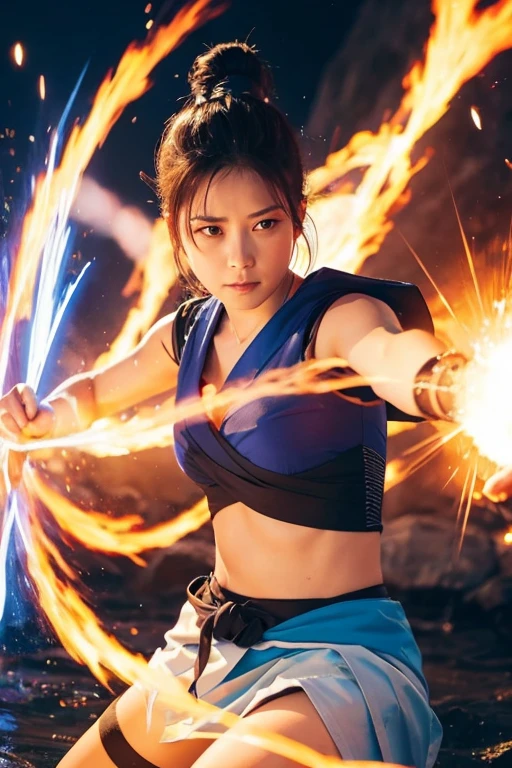 A woman firing a Medroa。
