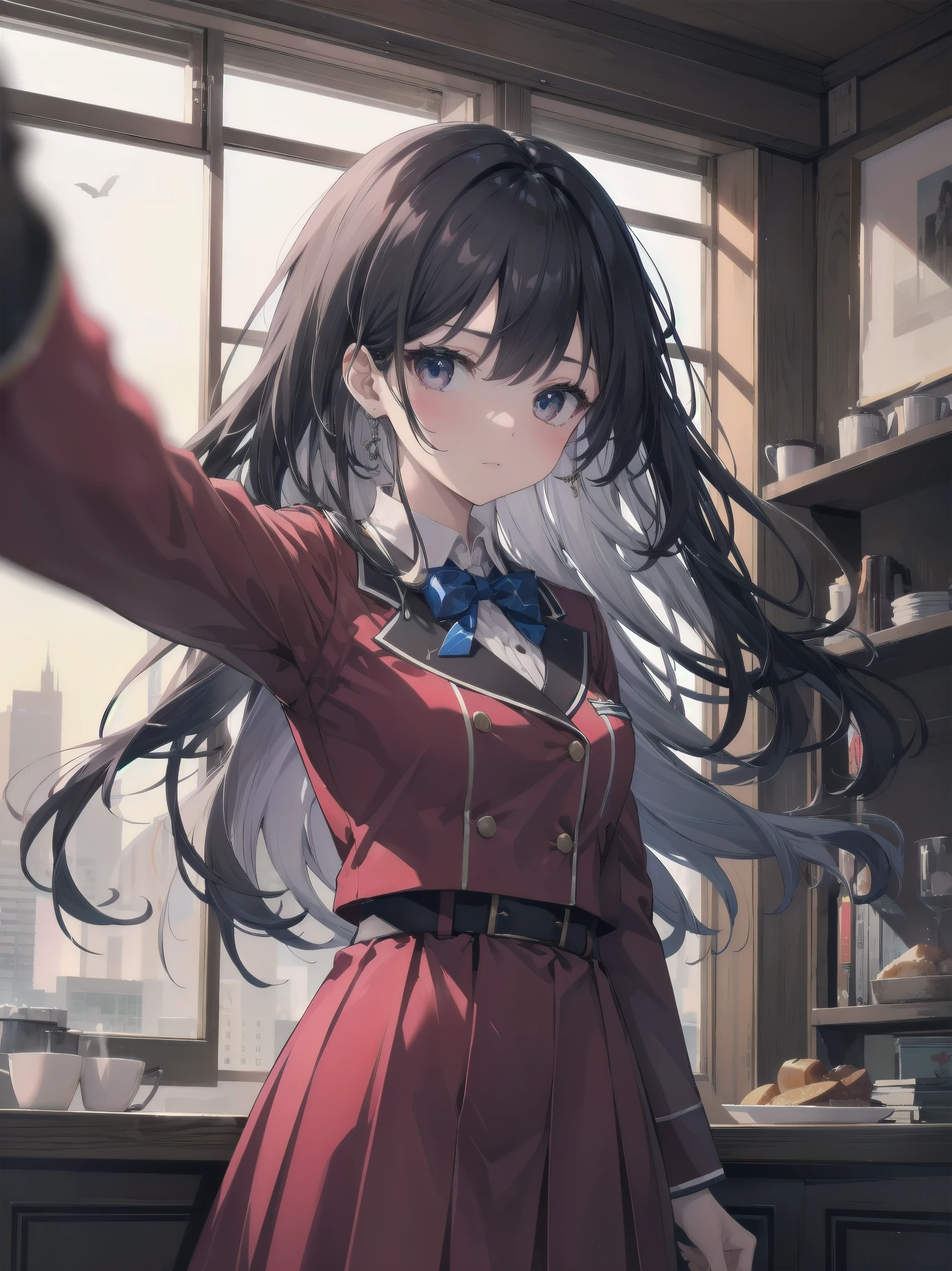 Masterpiece of detail, top quality, 1 girl, 独奏, Enhanced Dynamic Perspective,Cute PosesJk,Brand JK uniform