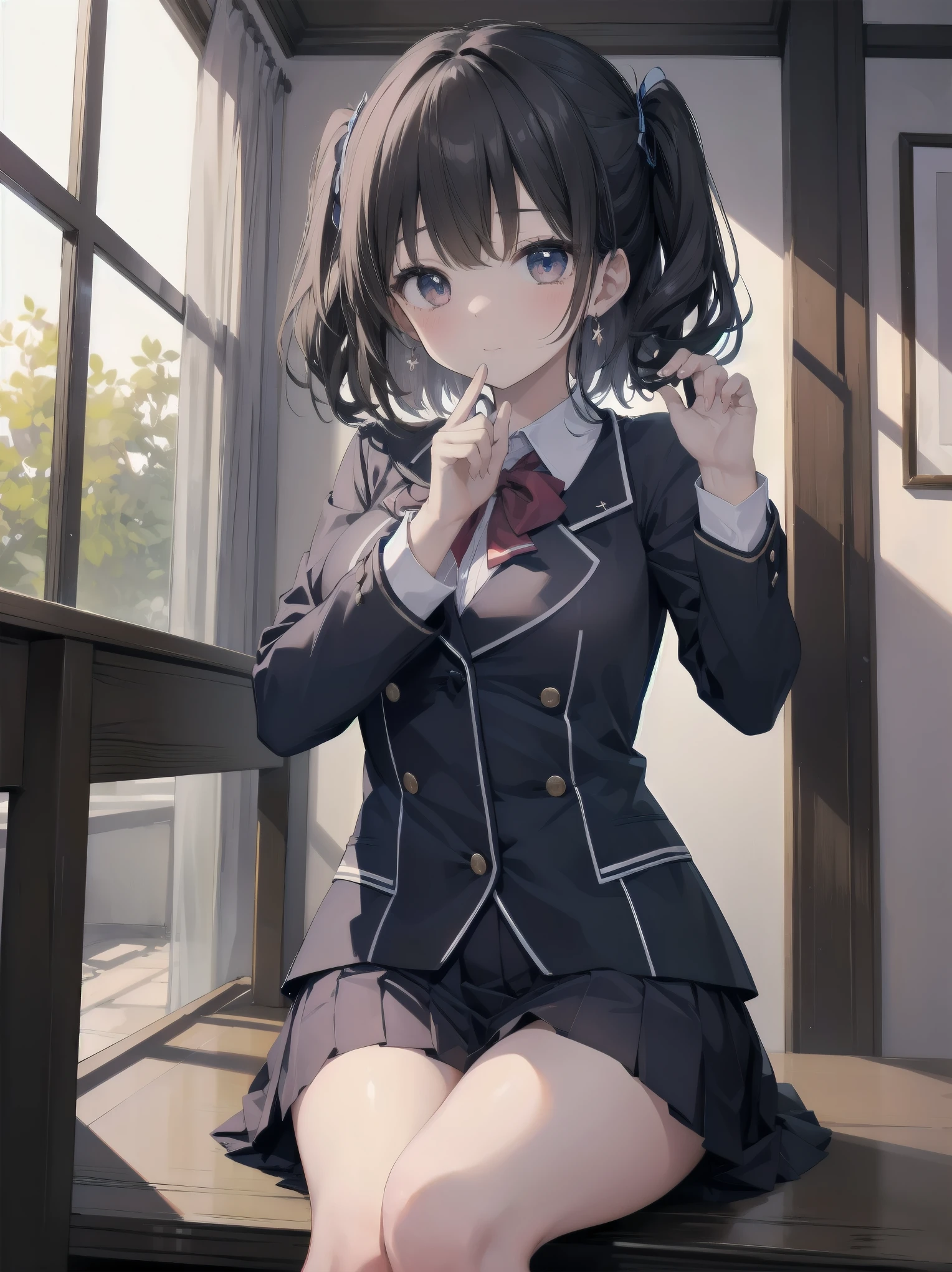 Masterpiece of detail, top quality, 1 girl, 独奏, Enhanced Dynamic Perspective,Cute PosesJk,Brand JK uniform