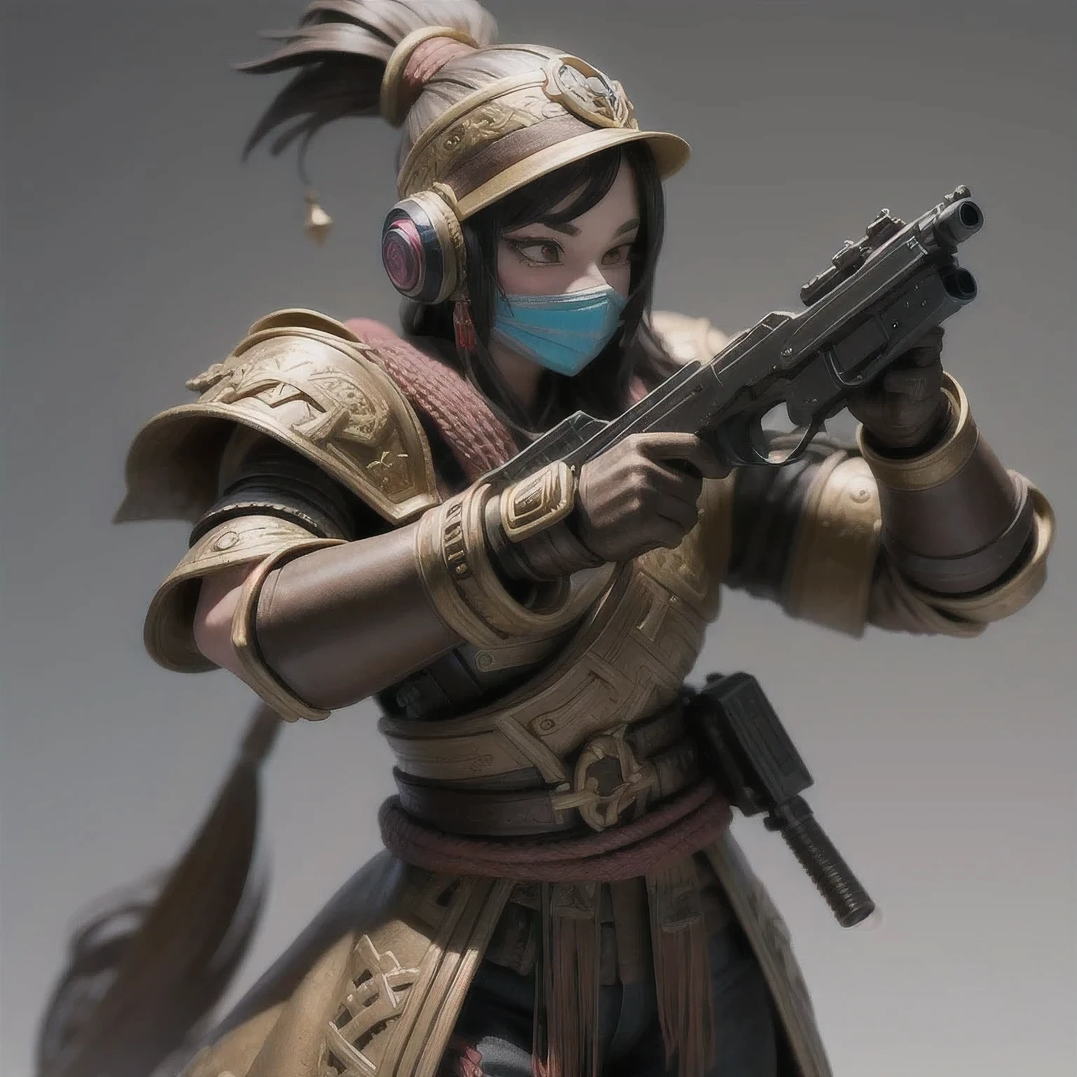 rainstorm （（（Maya）））Close-up of a man toy holding a gun, Painted Action Figures, an aztec warrior, Art Station Masterpiece, Colored zbrush rendering, Warrior in sci-fi armor, Super detailed fantasy characters, Assembling, High-octane rendering, Drawing in Zrush, Dystopian Bounty Hunter, Highly detailed toys, very detailed character, ( Very detailed graphics )Dance