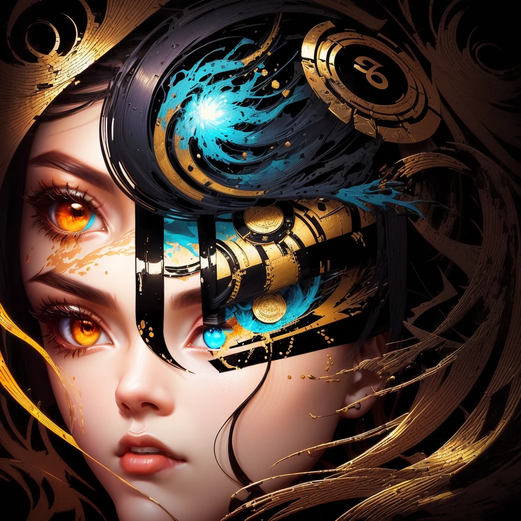 a heavily stylized, coin, liquified, hyperralistic art, highly abstract, ( ( bit flip | god of ai art ) ), hybrid, official artwork, nft style, unknown artstyle