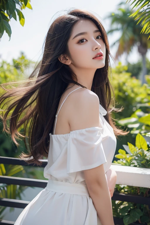 Highest quality、masterpiece、High sensitivity、High resolution、Detailed Description、Slender women、in front of electric fan、Hair blowing in the wind、