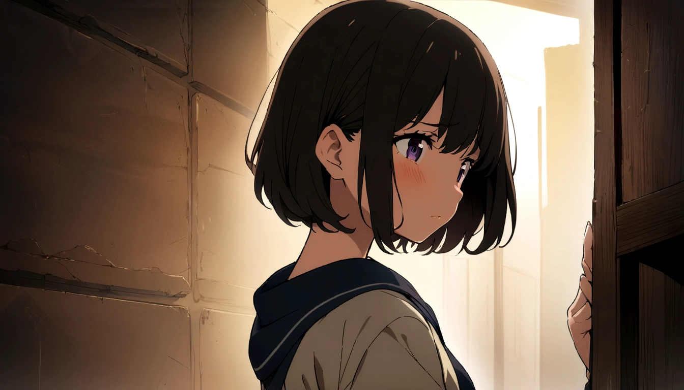 Underground World、high school girl、short hair、anime、 girl,One person,Highest quality, masterpiece, High resolution, 