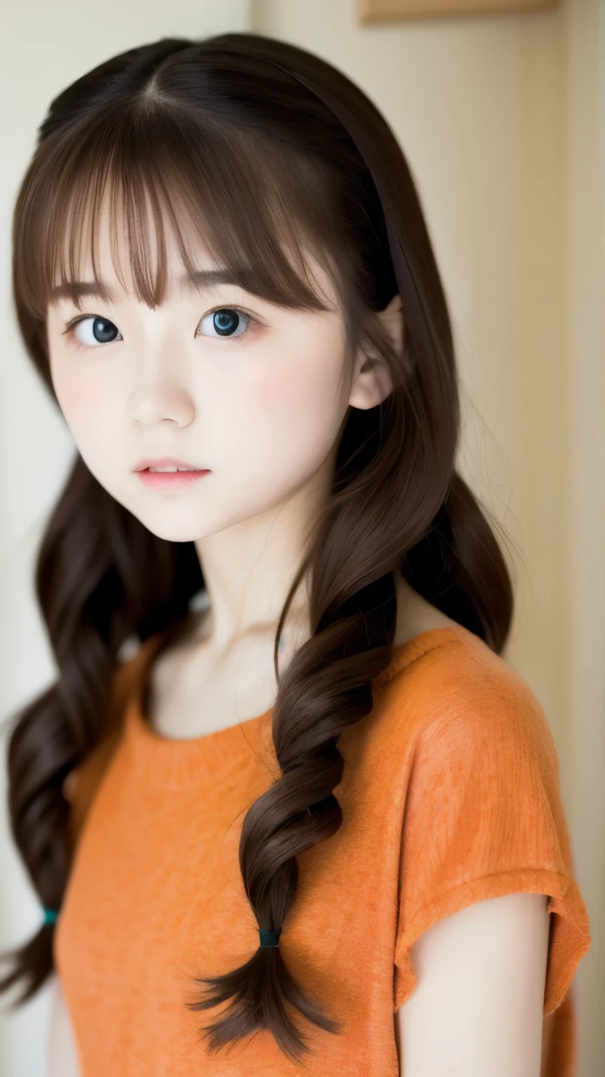 (masterpiece, Highest quality:1.2), One girl, 12 years old, cute, alone, Small Nose, Little red cheeks and nose, 非常にcute表情, Random hairstyle, Flat Chest、