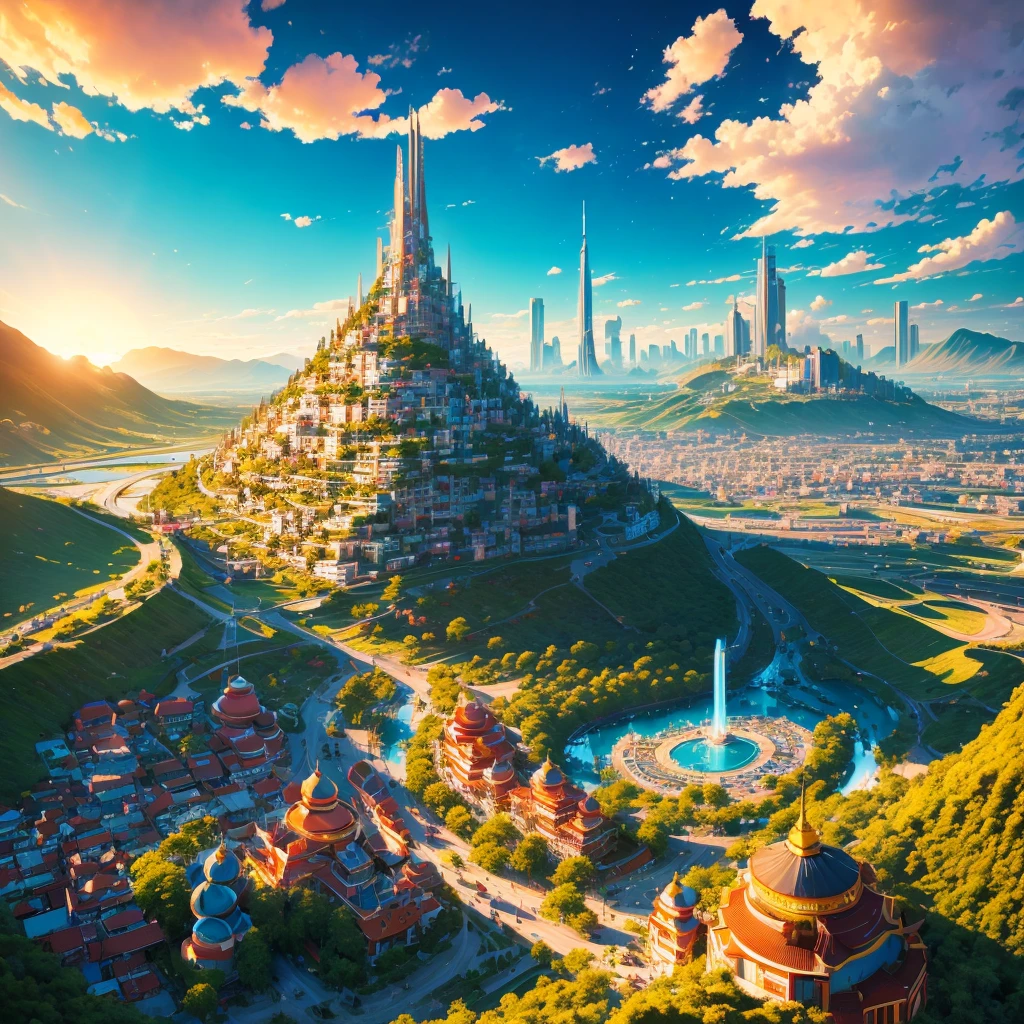 Abstracted，景colorのよい，Dazzling，color，Science，building，landscape，Cosmos，Galactic，lake，city，Grassy hill，The Sunset Sun，Baiyun，blue sky，psychedelic，Big tits beautiful，shock，lights