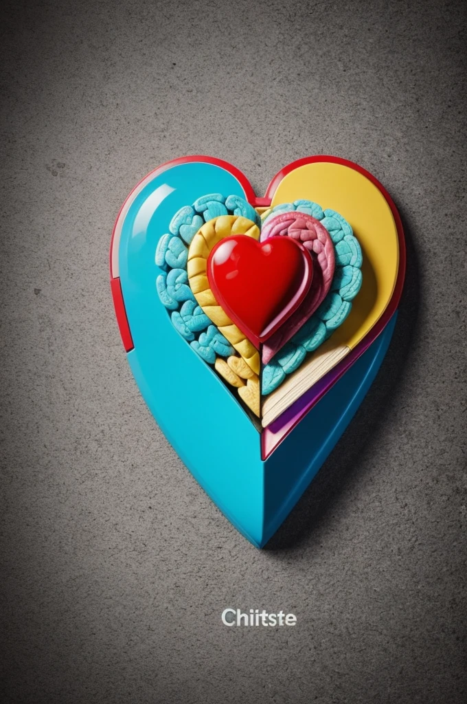 Por favor, help me create 5 prompts to create images of a phone, heart and brain interconnected