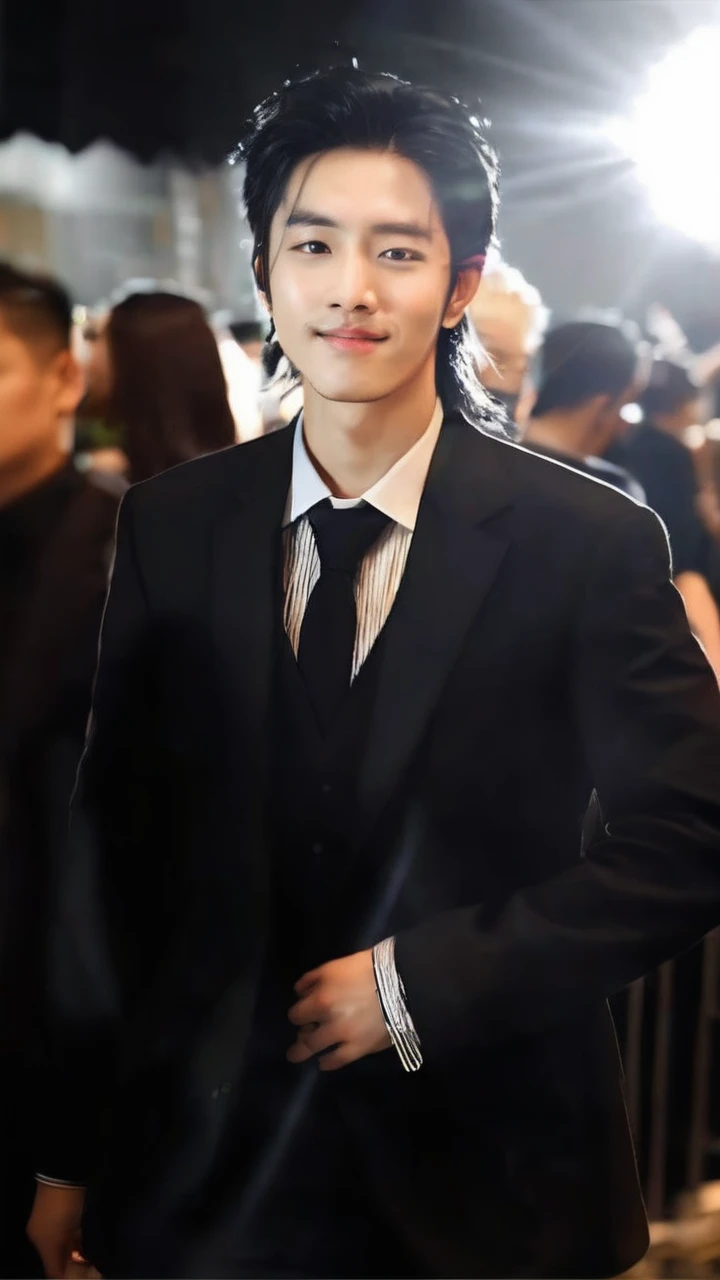 Create a boy sitting on the chair and his eyelids will be down . A handsome boy will 22 years old . He so handsome .