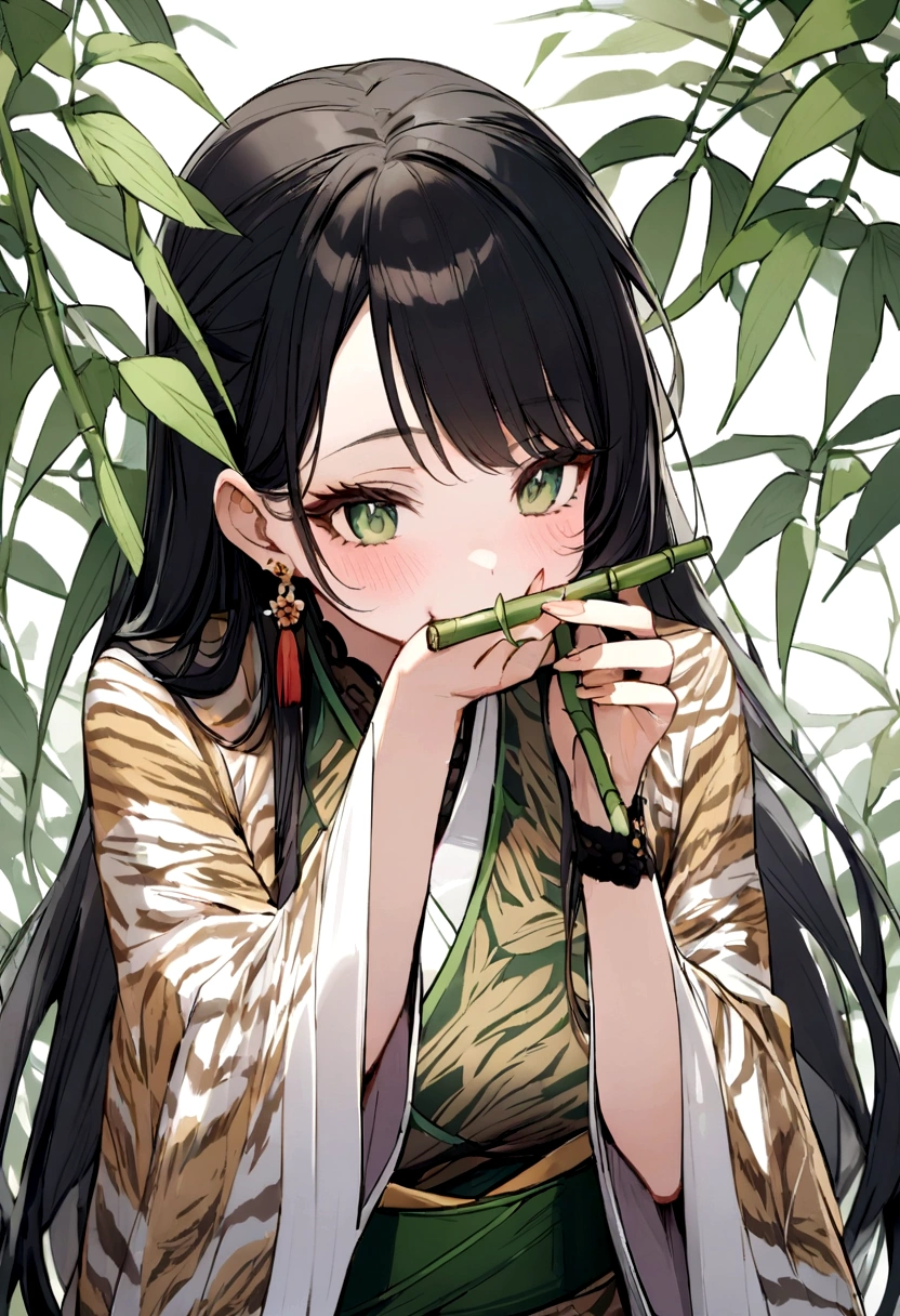 To the Pandas but The black part of the pattern、It has a tiger pattern、I'm eating bamboo