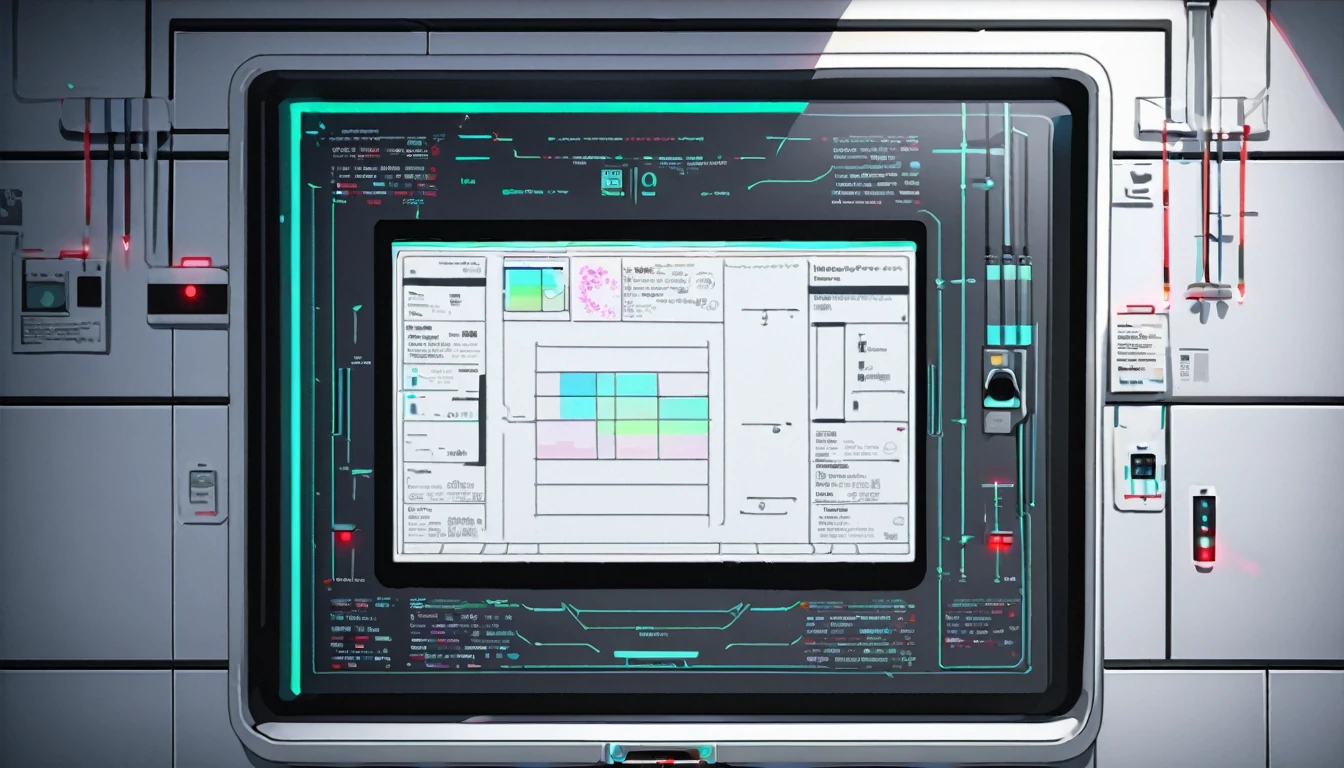 Wall close-up photography, Take a photo straight-on facing the wall. A futuristic clinic features monitors displaying medical and chemical data.。Bright spot with white walls, Scientific research, The camera is parallel