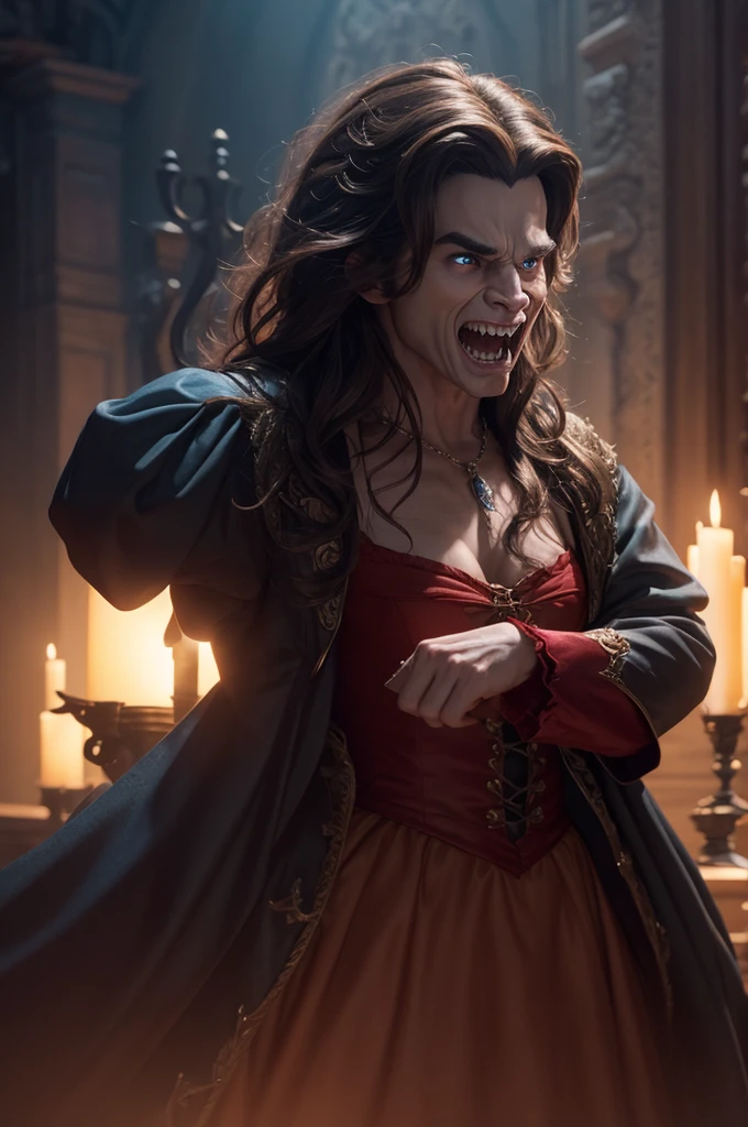 Look of the beast from the movie Beauty and the Beast in 3D with teeth grinding