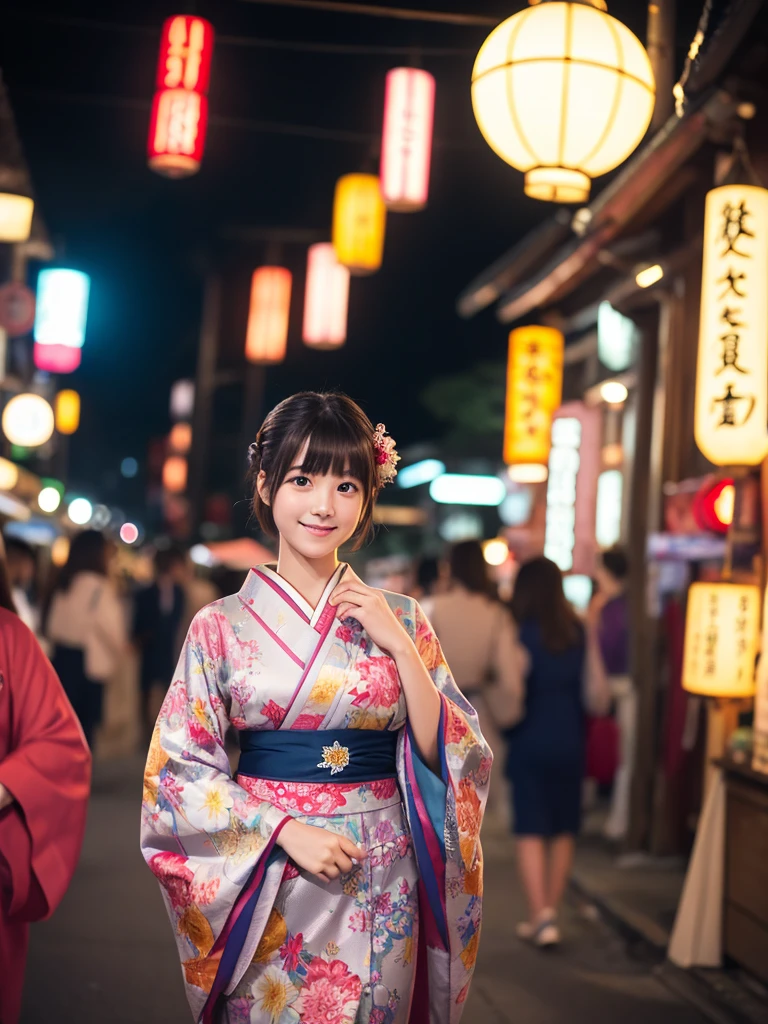 Image quality:best quality
Camera Focus: blur background
light:Side light
composition:Rule of ThirdsPeople:20 years old woman,Japanese,actress
pose: walking background: stall、festival、night
hairdo: Short Bob、With bangs
Dress:Kimono Expression: happy