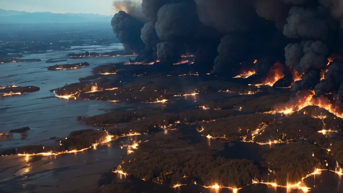 Footage of natural disasters, floods, and wildfires.