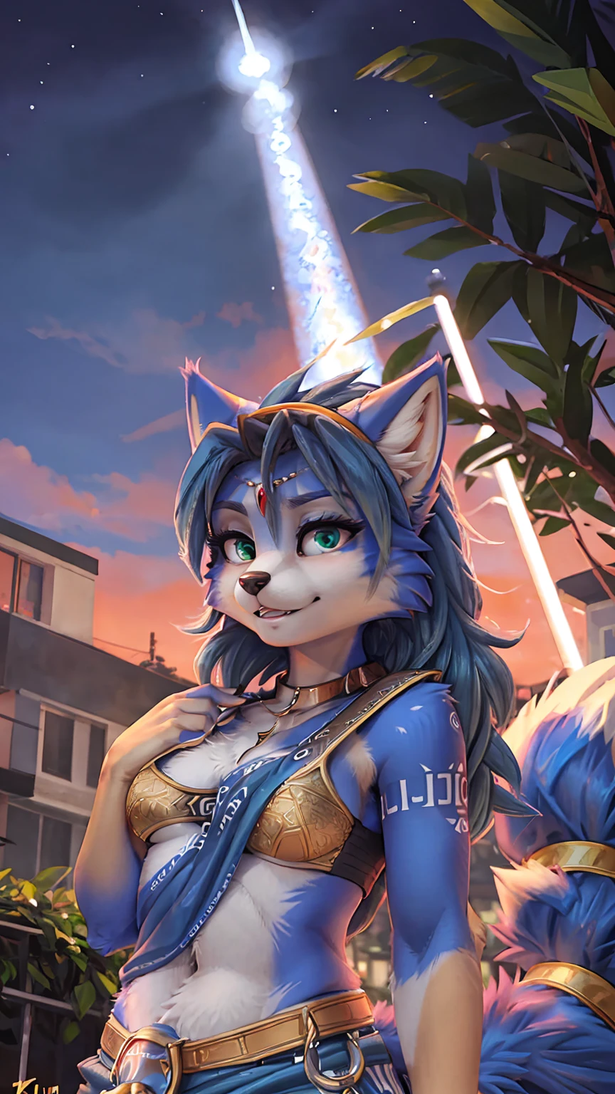 A beautiful and detailed (sweet portrait) wa ((Krystal)), Star Fox Krystal, sslim, lovable, green eyes, medium breasts, (((Long blue hair 1.3))), Decollete, anthro, furry, Uploaded E621, detailed fluffy fur, (wa Fluff-Kevlar, Bayard Wu, personalize me, Pino Daeni), detailed face, (fluffy), 1 girl, alone, sweet girl, 
