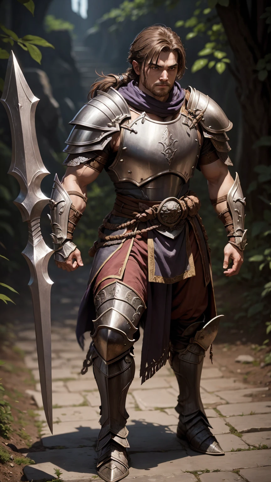 dungeons & dragons rpg male human warrior with armor full body scene