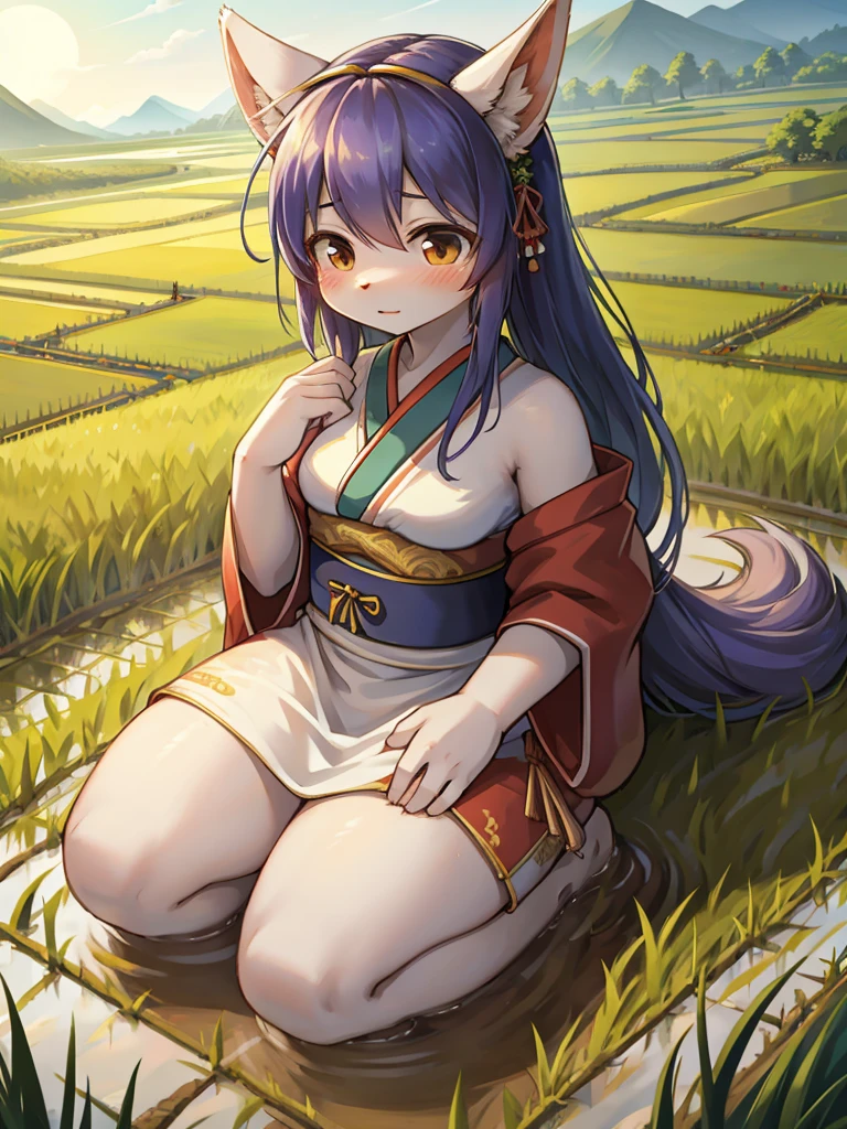 Fertility Goddess , Disheveled clothing , Original Japanese Landscape , Rice Field