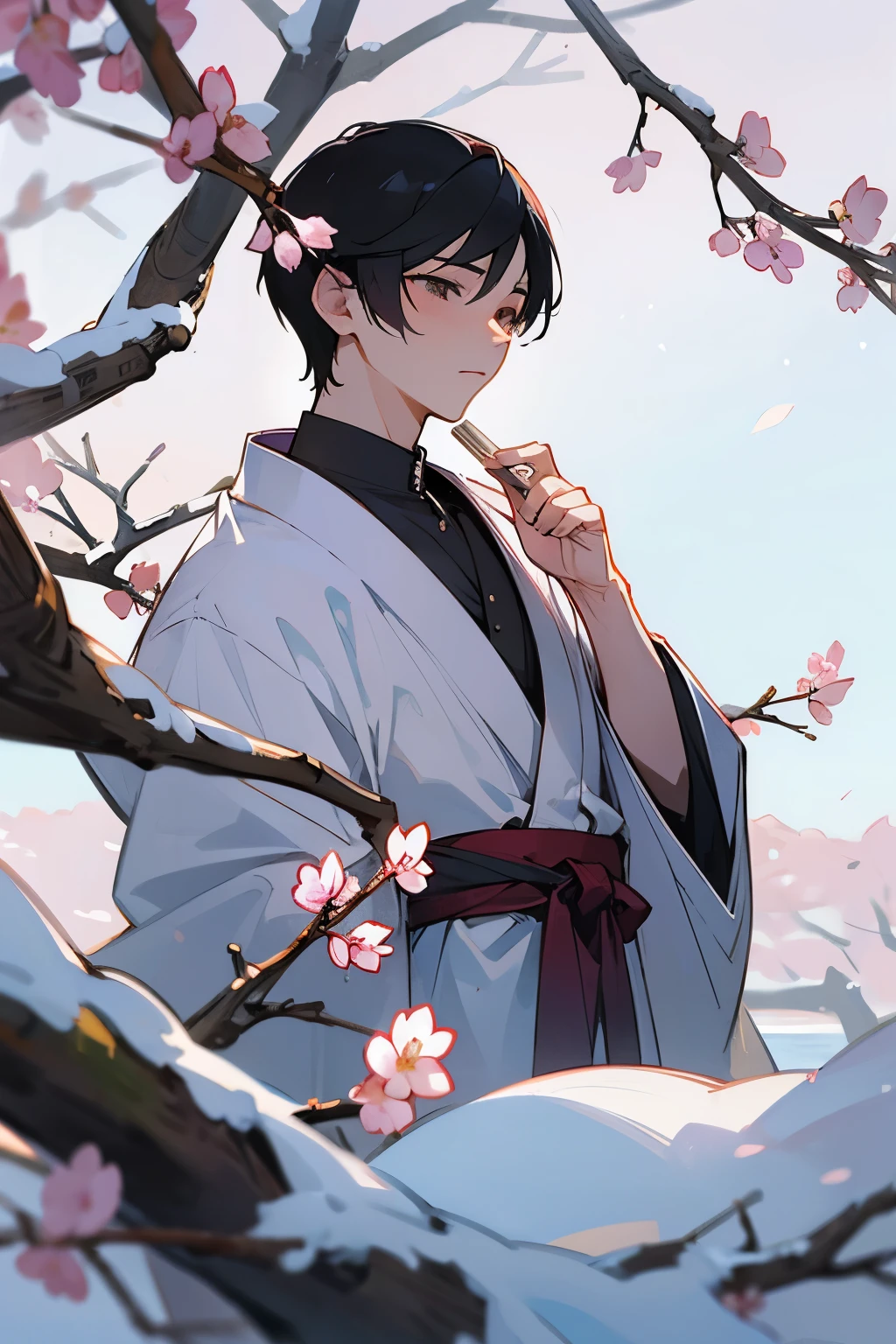 A boy like a plum blossom in the snow