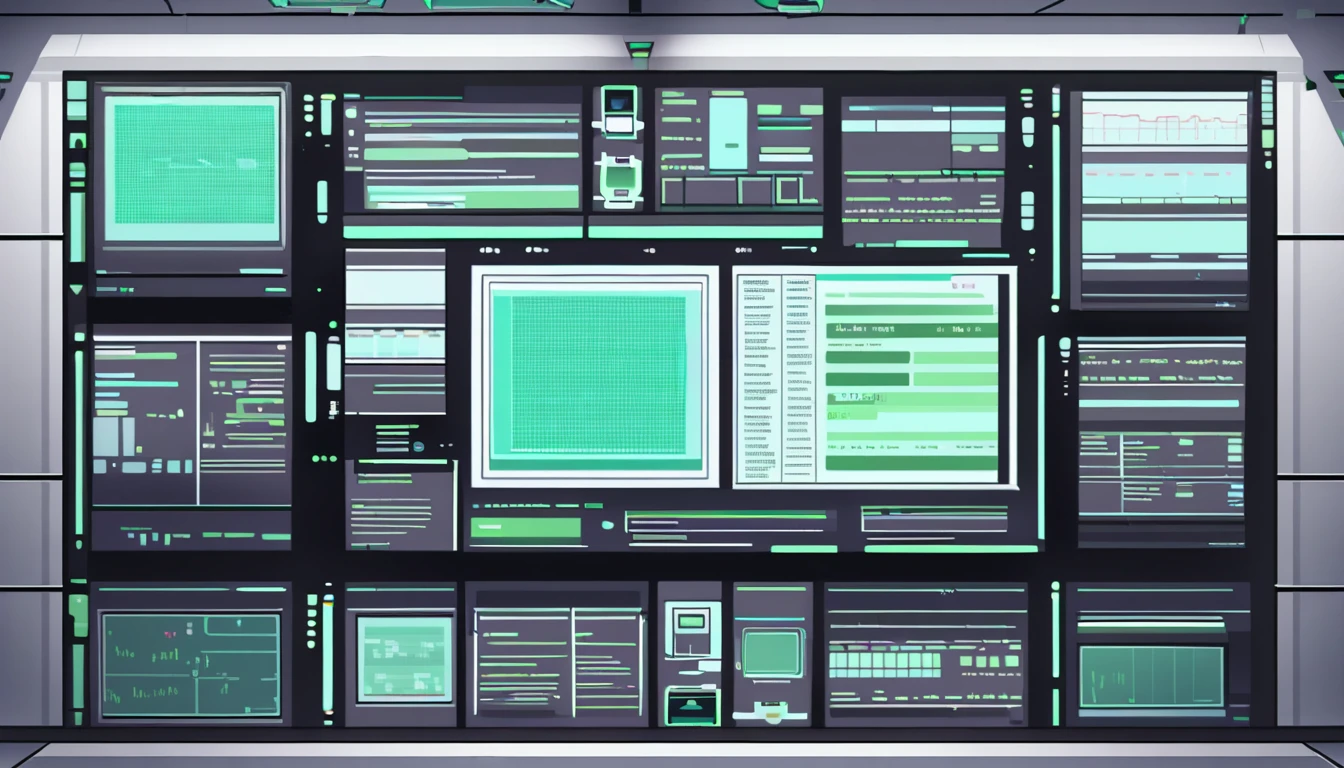 Wall close-up photography,　Take a photo straight-on facing the wall.　 The clinic of the future features giant monitors displaying medical and chemical data.。Bright spot with white walls, Scientific research, The camera is parallel
