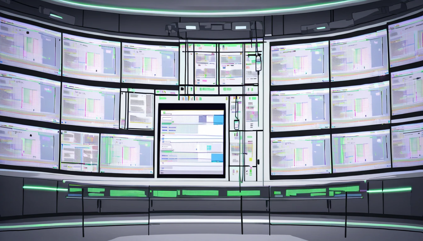 Wall close-up photography, Take a photo straight-on facing the wall. The clinic of the future features giant monitors displaying medical and chemical data.。Bright spot with white walls, Scientific research, The camera is parallel