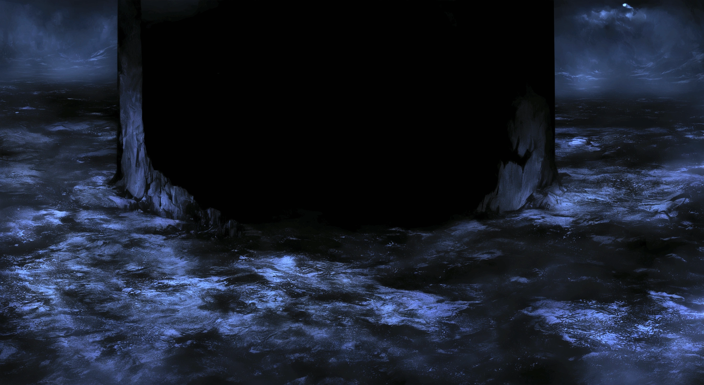 complete darkness background, dark night environment, dark gloomy cave background, black-water-background, a dark underwater scene, darkness's background, cave background, darkness background, very dark environment, background ( dark _ smokiness ), very dark background, very dark cave, dark fantasy environment, dark backround