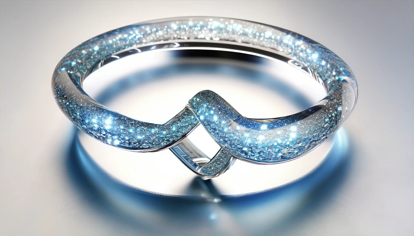 An infinity symbol，The circle on the left is bigger.，The circle on the right is smaller.，3D，Crystal glass texture，Super Fine，Ultra HD，Realism，masterpiece，