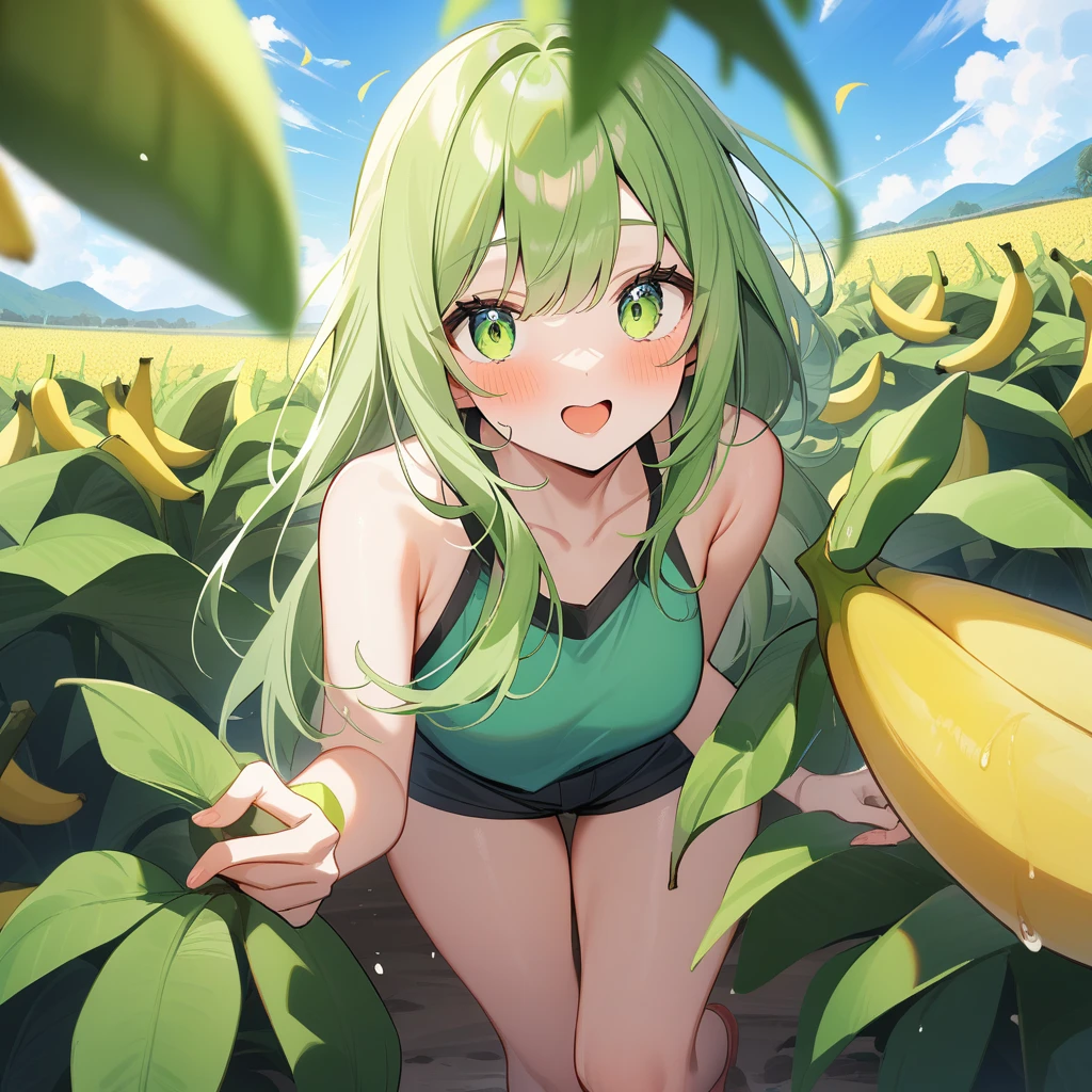 A girl with a naked ass stuffing a cucumber