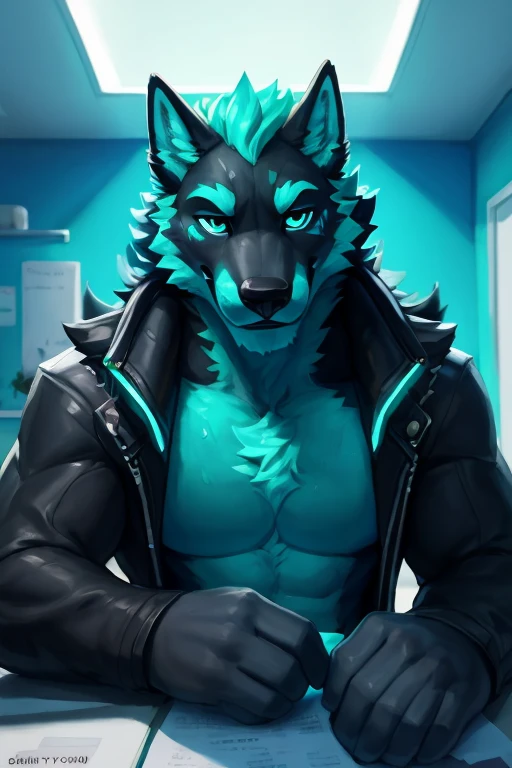 Cerberus-fortnite,best quality, masterpiece, intricate details, doctor office, chilling, stubble, sweat, blush,   looking at viewer , big chest , day, , sensual, detailed, uploaded to e621, beautiful and detailed portrait of an (((male))) uploaded to e621, zaush, foxovh, movie lighting, thicc, alone, detailed, 8k res, hires, detailed eyes, good anatomy, good perspective, towards viewer, by bebebebebe, by sicklyhypnos, by gerkk, by orf, nice hands, perfect hands, happy, romantic, ray tracing lighting, rtx on,  best quality, masterpiece, perfect anatomy, detailed picture)),