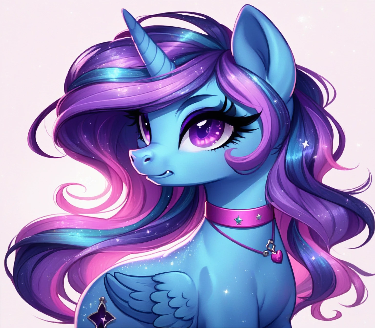 a close up of a cartoon pony with a purple mane, mlp fanart, equestria, my little pony, anthropomorphic mare, mlp, high quality portrait, stunning art style, commission for high res, star sparkle, twilight sparkle, fantastic artstyle, hd artwork, amazing wallpaper, discord profile picture, commission art, beautiful art, 8k high quality detailed art