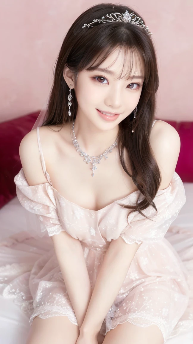 (Highest quality、Tabletop、8K、Best image quality、Award-winning works)、One beautiful bride、(alone:1.1)、(The most extravagant and gorgeous huge pure white wedding dress:1.1)、(Perfect Wedding Lace:1.2)、(The most gorgeous and luxurious giant tiara:1.1)、(The most extravagant and luxurious giant necklace:1.1)、あなたの最高の笑顔で私をplease look、The finest jewellery decoration、Perfect Makeup、Long eyelashes、Ultra HD Shining Eyes、Ultra HD Hair、Ultra-high resolution glossy lips、Ultra High Resolution Perfect Teeth、Super high resolution beautiful face、(Accurate ???????:1.1)、Very bright and beautiful skin、very bright and vivid、Perfect beautiful bridal hairstyles、(Front facing body:1.1)、(Solid pink background:1.2)、Cleavage、nude、(The 肖像画 was taken from above the lying body: 1.3)、(( M-shaped legs spread, please look )))), (Show me your legs spread wide: 1.5), Real nipples, real open, (女性のマンコ汁がカメラにsquirtしている:1.2), Beautiful 20 year old Japanese girl, Stimulating the clitoris, masturbating and fingering, orgasm, Detailed facial features,(Front view), (squirt from pussy:1.2), (squirt:1.2), Remove the shoulder straps to expose your chest, (Showing realistic beautiful nipples:1.5)


