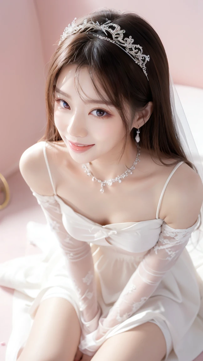 (Highest quality、Tabletop、8K、Best image quality、Award-winning works)、One beautiful bride、(alone:1.1)、(The most extravagant and gorgeous huge pure white wedding dress:1.1)、(Perfect Wedding Lace:1.2)、(The most gorgeous and luxurious giant tiara:1.1)、(The most extravagant and luxurious giant necklace:1.1)、あなたの最高の笑顔で私をplease look、The finest jewellery decoration、Perfect Makeup、Long eyelashes、Ultra HD Shining Eyes、Ultra HD Hair、Ultra-high resolution glossy lips、Ultra High Resolution Perfect Teeth、Super high resolution beautiful face、(Accurate anatomy:1.1)、Very bright and beautiful skin、very bright and vivid、Perfect beautiful bridal hairstyles、(Front facing body:1.1)、(Solid pink background:1.2)、Cleavage、nude、(The 肖像画 was taken from above the lying body: 1.3)、(( M-shaped legs spread, please look )))), (Show me your legs spread wide: 1.5), Real nipples, real open, (女性のマンコ汁がカメラにsquirtしている:1.2), Beautiful 20 year old Japanese girl, Stimulating the clitoris, masturbating and fingering, orgasm, Detailed facial features,(Front view), (squirt from pussy:1.2), (squirt:1.2), Remove the shoulder straps to expose your chest, (Showing realistic beautiful nipples:1.5)


