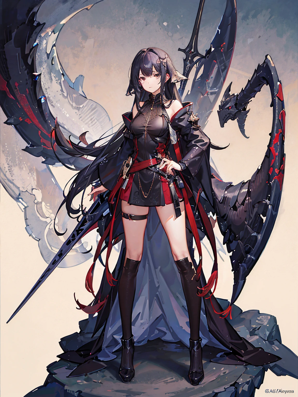 1 Girl,14 years old,tiny body,black hair,Red eyes,Medieval merchant style dress,Adventurer Merchant,mystery,Carrying a huge backpack on his back,Weapons on the waist,whole body,Standing picture,multi-angle,Anime CG,Highest quality,Extremely detailed,Highest definition,8K,Full set of clothing,whole bodyStanding picture,Well-proportioned body,Medieval landscape