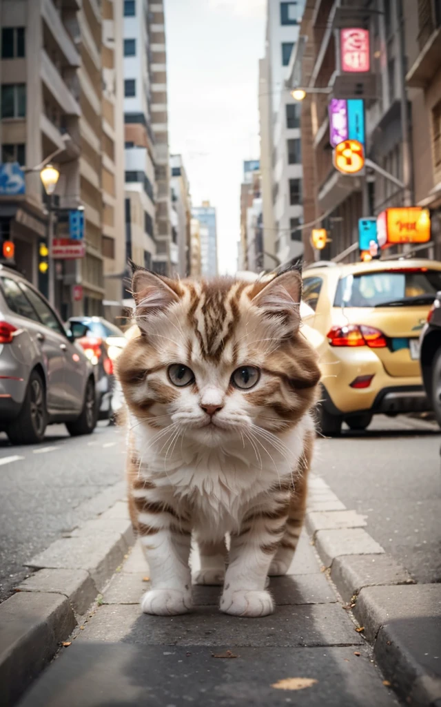 One day, a small kitten was walking down the street, happily nipping at people, a brown-colored, white-striped Persian cat.