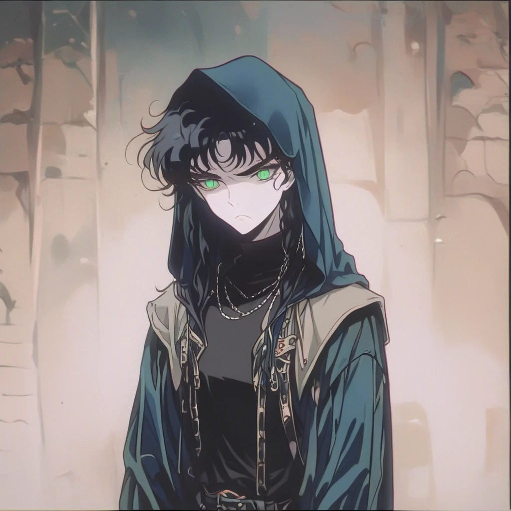 A bright shot, portrait, epic realistic, один boy, Thin, ((teenager)), schoolboy, (surrounded by people without faces) (Beautiful мальчик, Pale skin), boy, Beautiful, big eyes (curly hair) curls, short hair, dark hair, big green eyes, gloomy atmosphere, Dark detailed background, Dark colors, contrast light, (ghosts), gloomy, frown, looks at the camera, black sweatshirt, Hooded figure, ghosts окружают много деталей, Detailed frame, excellent quality, masterpiece