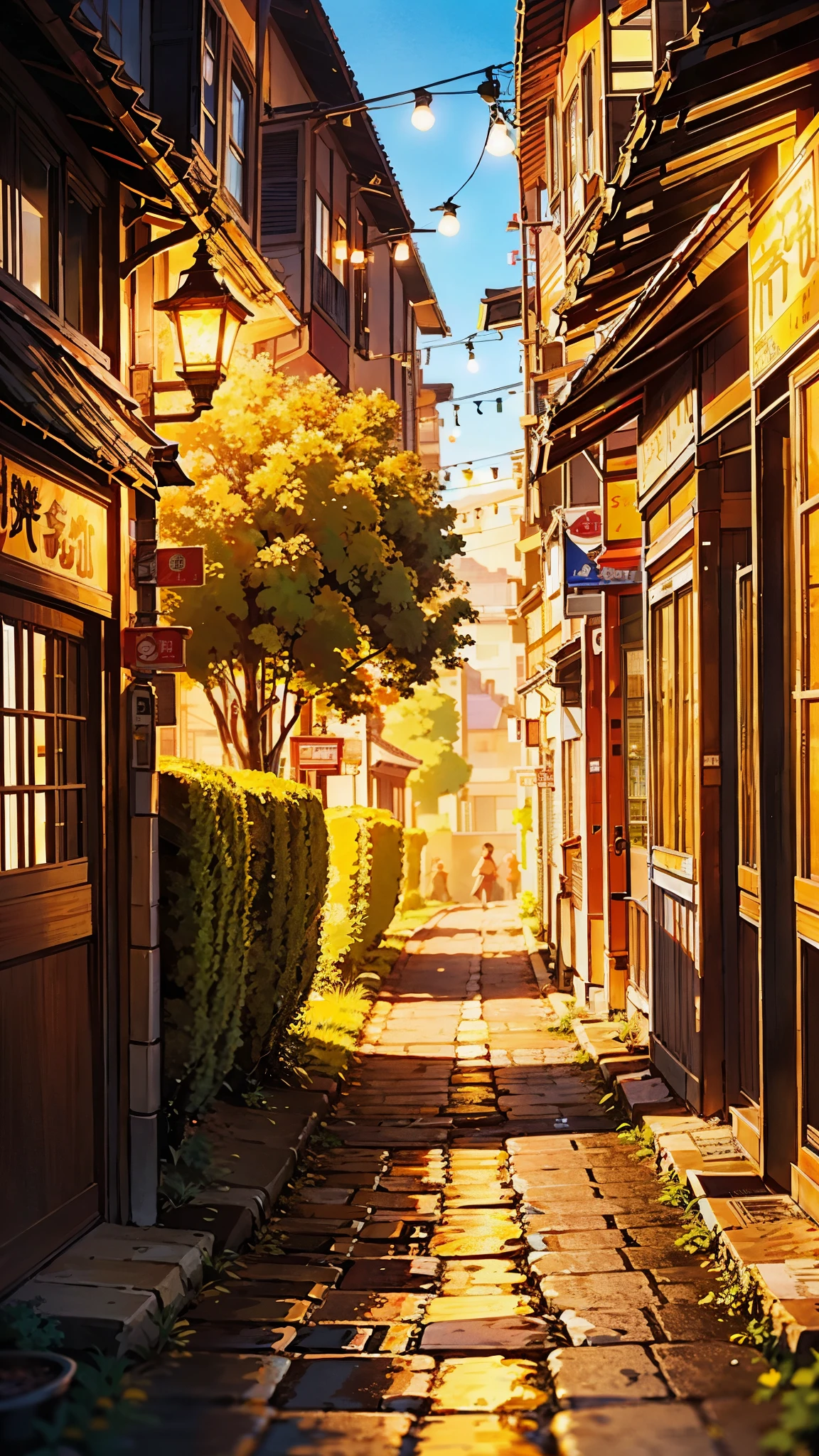 In the heart of the bustling city, A scene that looks like something straight out of a movie unfolds before your eyes.. The stage is set in high definition, Exquisite details accentuate its timeless appeal. A scene that captures the essence of a bygone era when prosperity reigned.、The past comes alive。. The warm light of the street lamps envelops the scenery., A golden glow on the cobblestone road、Illuminates every corner. , Surrounded by an aura of interest and surprise.