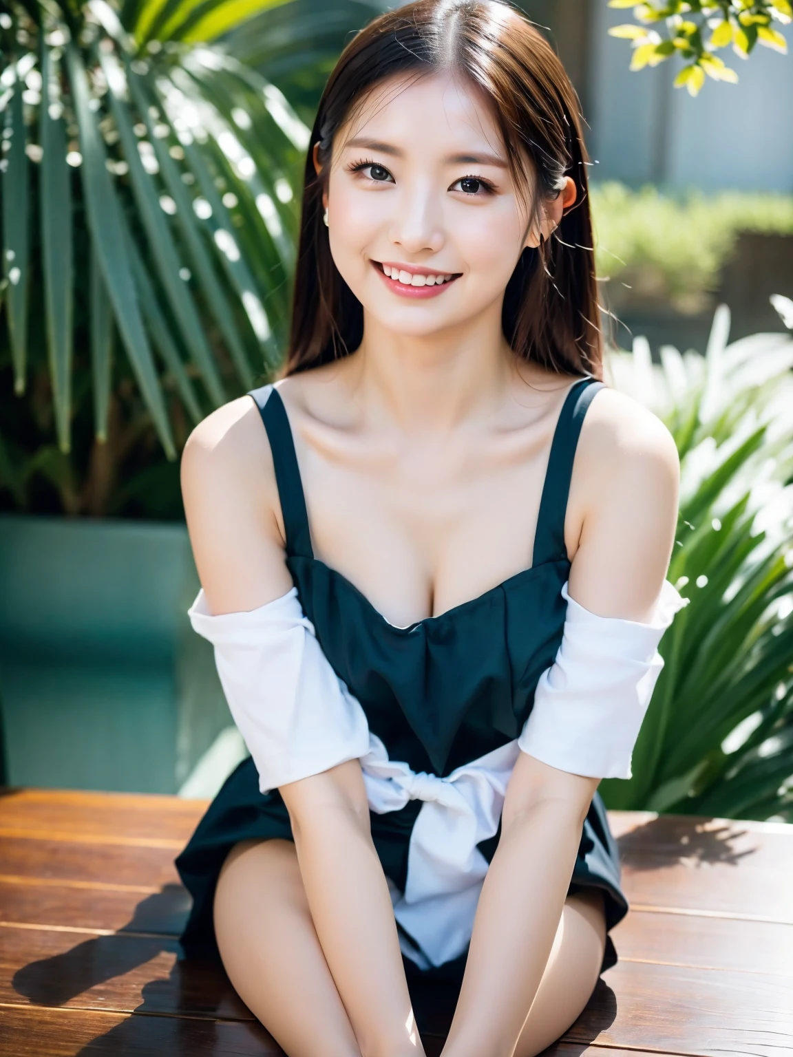 masterpiece, highest quality, Ultra-high resolution, High resolution photos, unity 8k wallpaper, Highly detailed CG:1.2),(RAW Photos,:1.3), (Realistic photos:1.4),( (Familiar:1.4)Written boundary depth, Add Layer, Surreal, 16 years old, On the lawn, White swimsuit,smile Black Haired Beautiful Girl