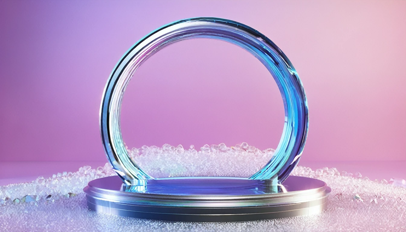 A crystal texture circle，3D，Super Fine，Ultra HD，masterpiece，Solid color background