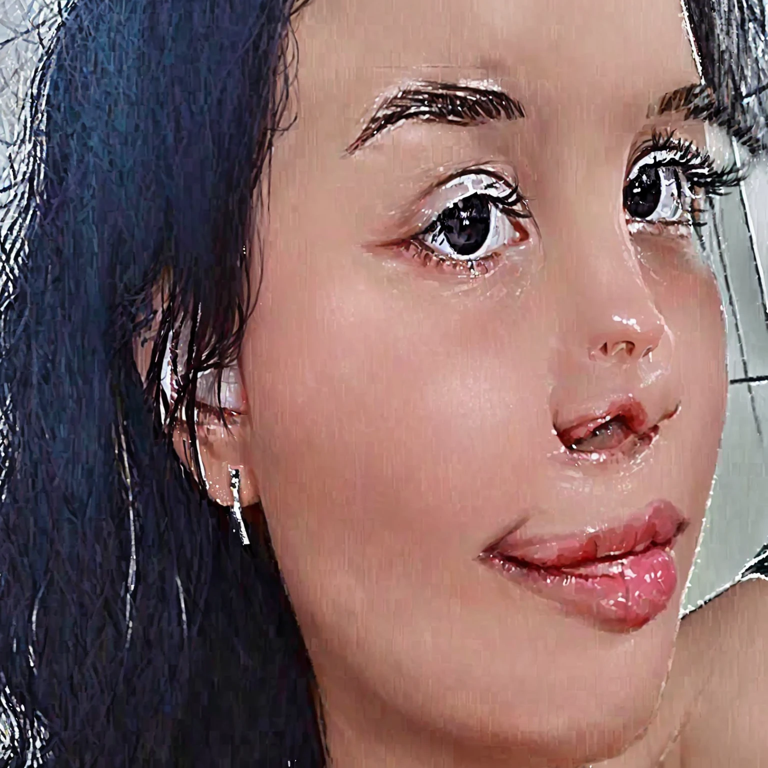 1 mature woman, 25-years-old, long hair, huge boobs, in the room, cum shot sperm all over her body girl