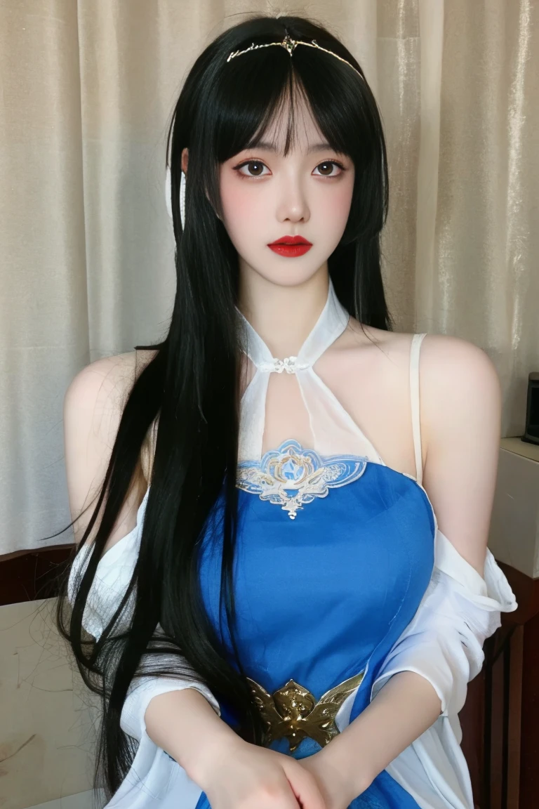 best quality, tmasterpiece,Ultra-high resolution,Clear face,(Reality:1.4),ferpect lighting,(upper body photo), (photorealistic:1.50), anime wallpaper, Guviz style artwork, cover-up fantasy up to magic , by Yang J, Guviz, beautiful artwork illustration, beautiful digital artwork, beautiful digital illustration, Li Song, beautiful anime portrait, art style in Beauvot, black nightgown, see-through, yinziping,1girl, anklet, dress, black hair, sitting,