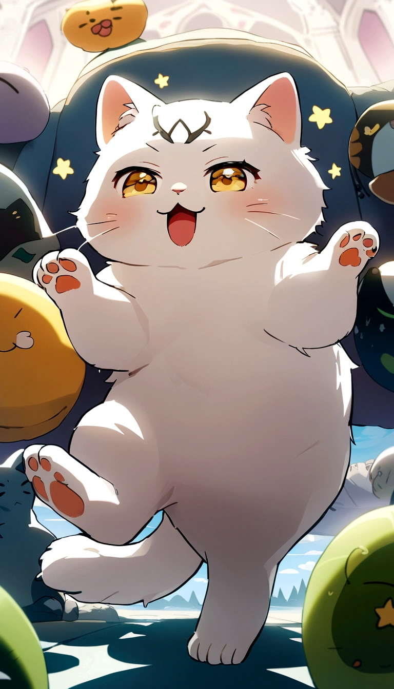 cute 새끼 고양이, jump, Meow, play, hit the ground with one&#39;s front foot, abalone, cute.