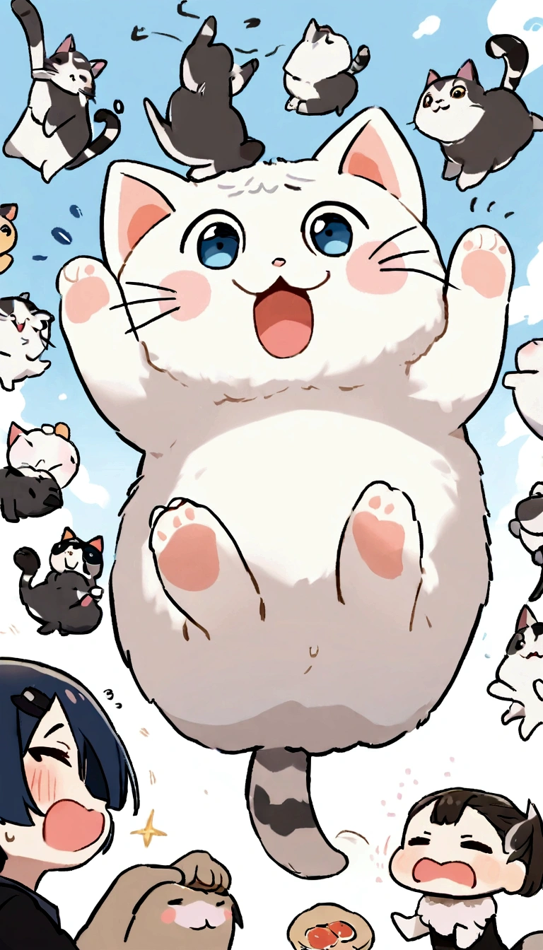 cute 새끼 고양이, jump, Meow, play, hit the ground with one's front foot, abalone, cute.