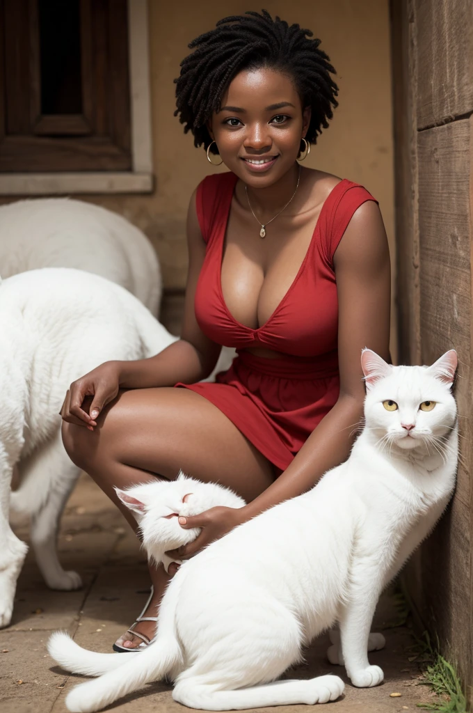 Maria Mulambo with a white cat