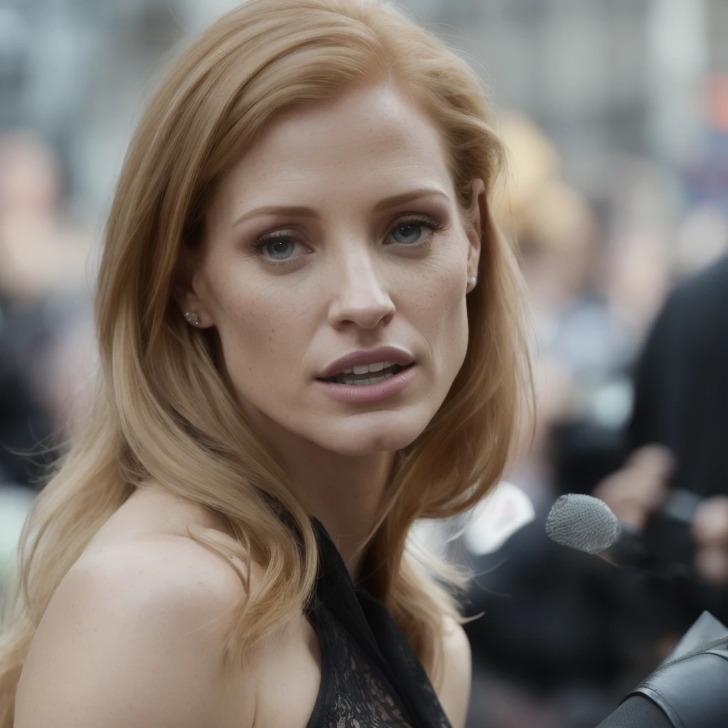 photograph of jessica chastain     actresses ,    , sexy girl,  jaw-dropping beauty,   skin,  jaw dropping beauty, on , tight outfit, seductive expression , perfect face, (Highly detailed skin:1.3, highly detailed face :1.5 ),[freckles], natural lighting, (direct light:0.4), photorealistic, highgest quality,  (smiling:0.5), sophisticated hairdo, highly detailed eyes, highly detailed skin surface, detailed hair, no make-up, intrincate details, edge light, 40mm, 8k, detailed, ultra detail, UHD, HDR(insanely detailed skin texture , depth of field )