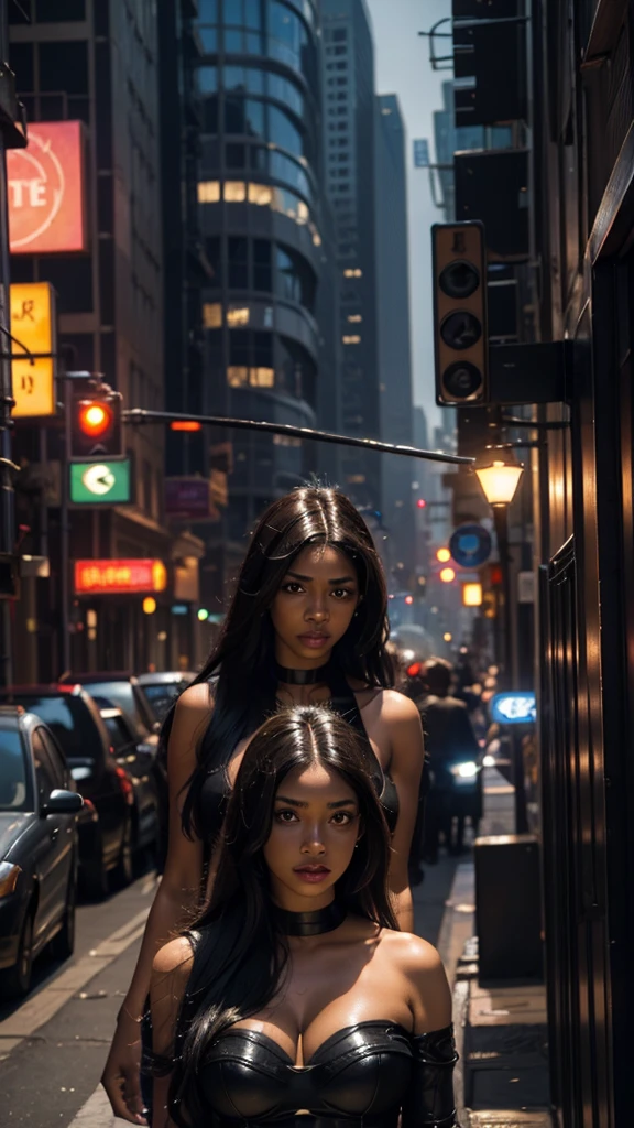 Black woman, raw image, high definition, straight hair, spider man crosplay, big breasts, big ass, on the street, perfect picture, art, (FRONT VIEW:1.5), (FROM FRONT:1.5), (PAWG body:1.2)