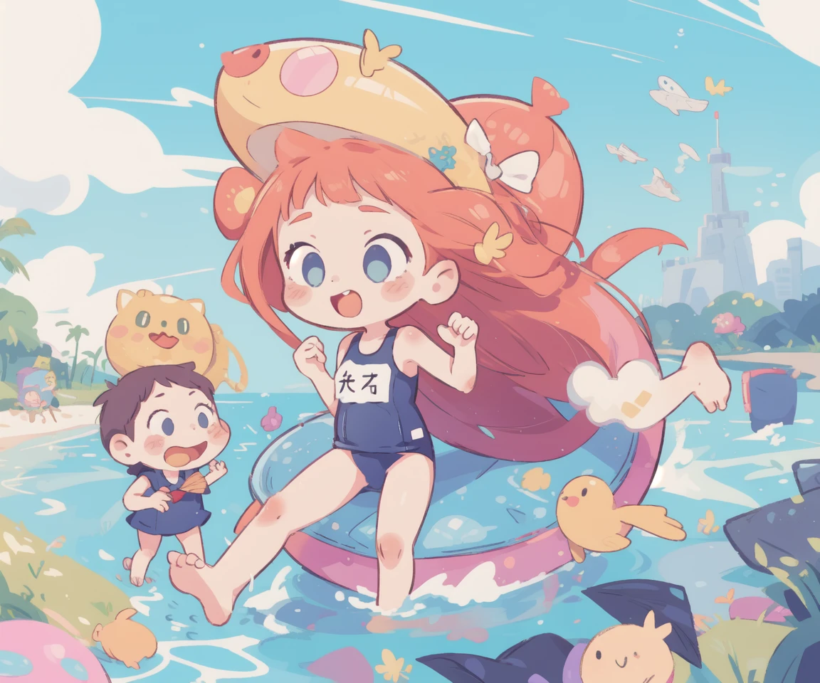 sticker girl,School swimsuit