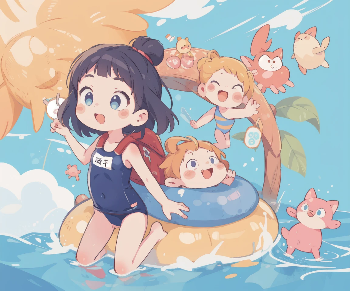 sticker girl,School swimsuit